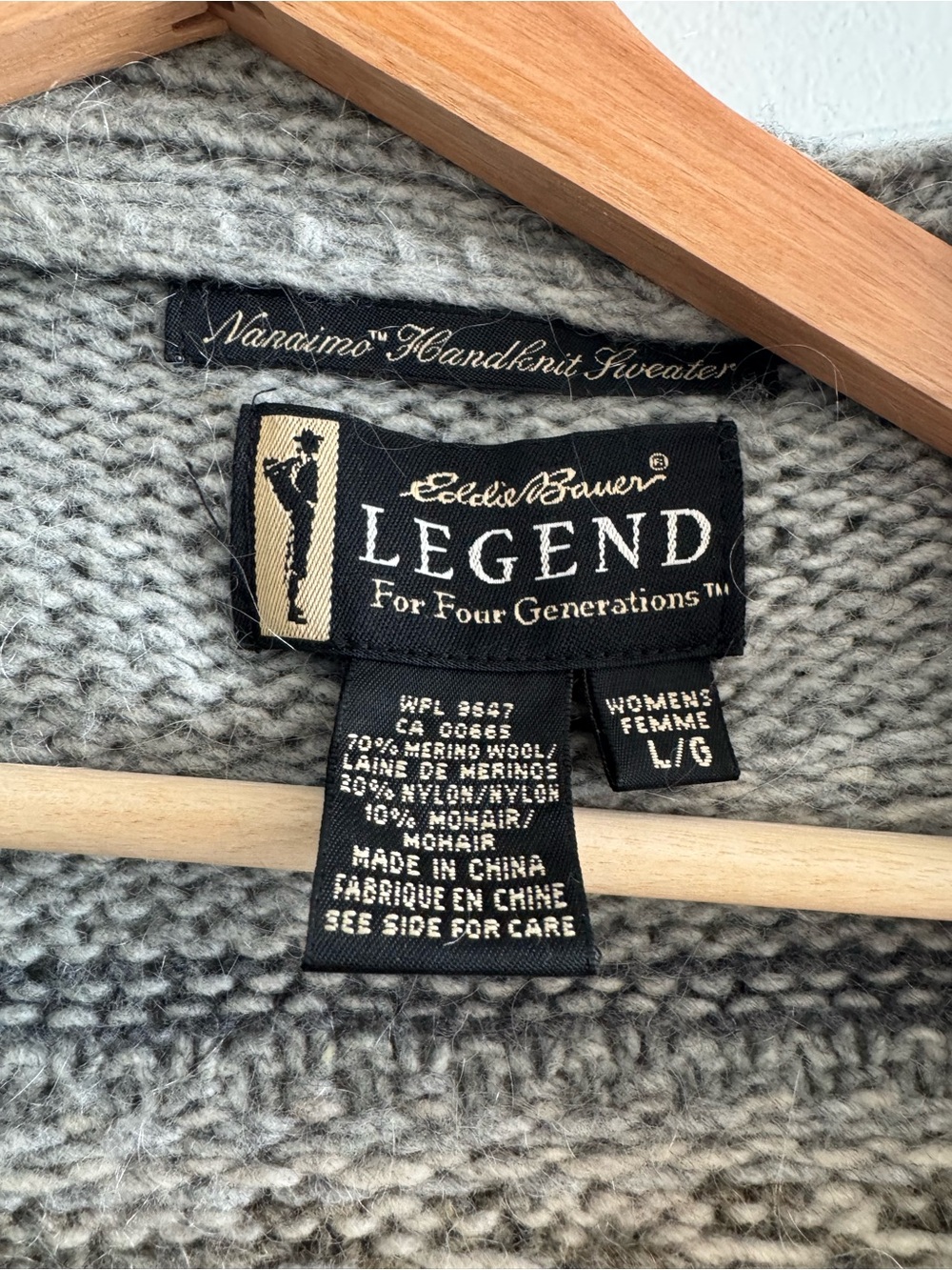 Eddie Bauer Vintage Beige and Gray Nordic Pattern Women's Cardigan - Picture 4 of 6